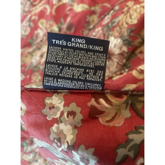 Ralph Lauren Vintage USA Danielle Marseilles Deep Red Floral King Comforter - Picture 6 of 6